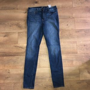 high rise skinny blue jeans